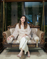 ELEGANT CREAM COTTON EMBROIDERED KURTA SET