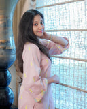 RUST PINK COTTON LEE EMBROIDERED KURTA SET