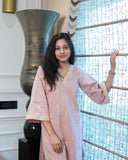 RUST PINK COTTON LEE EMBROIDERED KURTA SET