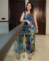 TROPICAL PRINT CO-ORD SET WITH RUFFLE SLEEVES