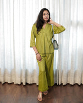 OLIVE GREEN RAYON CO-ORD SET