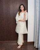SUBTLE SHINE COTTON LUREX EMBROIDERED KURTA SET