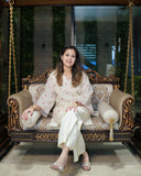 ELEGANT CREAM COTTON EMBROIDERED KURTA SET