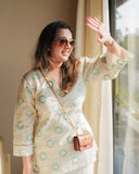 ELEGANT IVORY COTTON SEQUIN EMBROIDERY KURTA SET