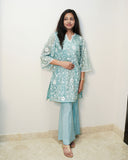 PASTEL BLUE EMBROIDERED ORGANZA SET