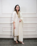 IVORY GLOW EMBROIDERED FLEX KURTA SET WITH DUPATTA