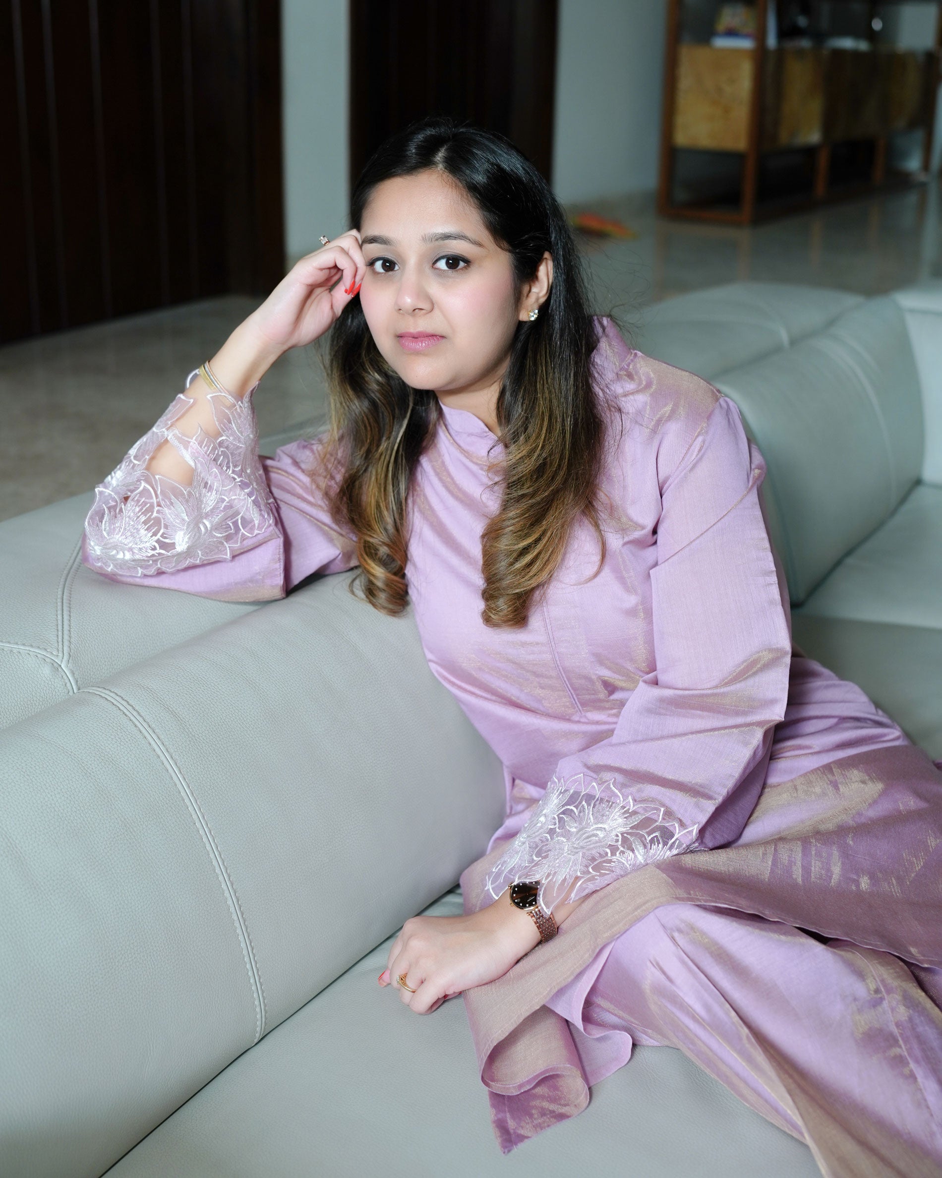 LILAC ELEGANCE RUSSIAN SHIMMER SILK KURTA SET