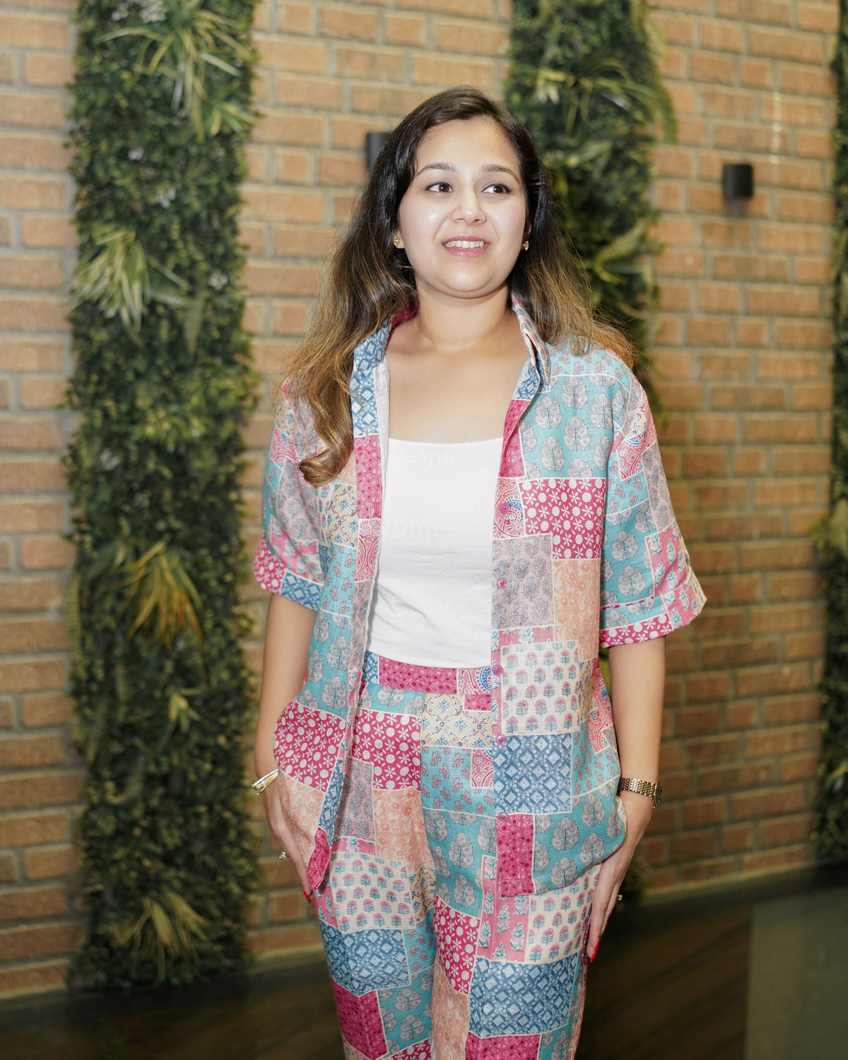 PASTEL BLUSH MOSAIC PATCHWORK LINEN CO-ORD SET