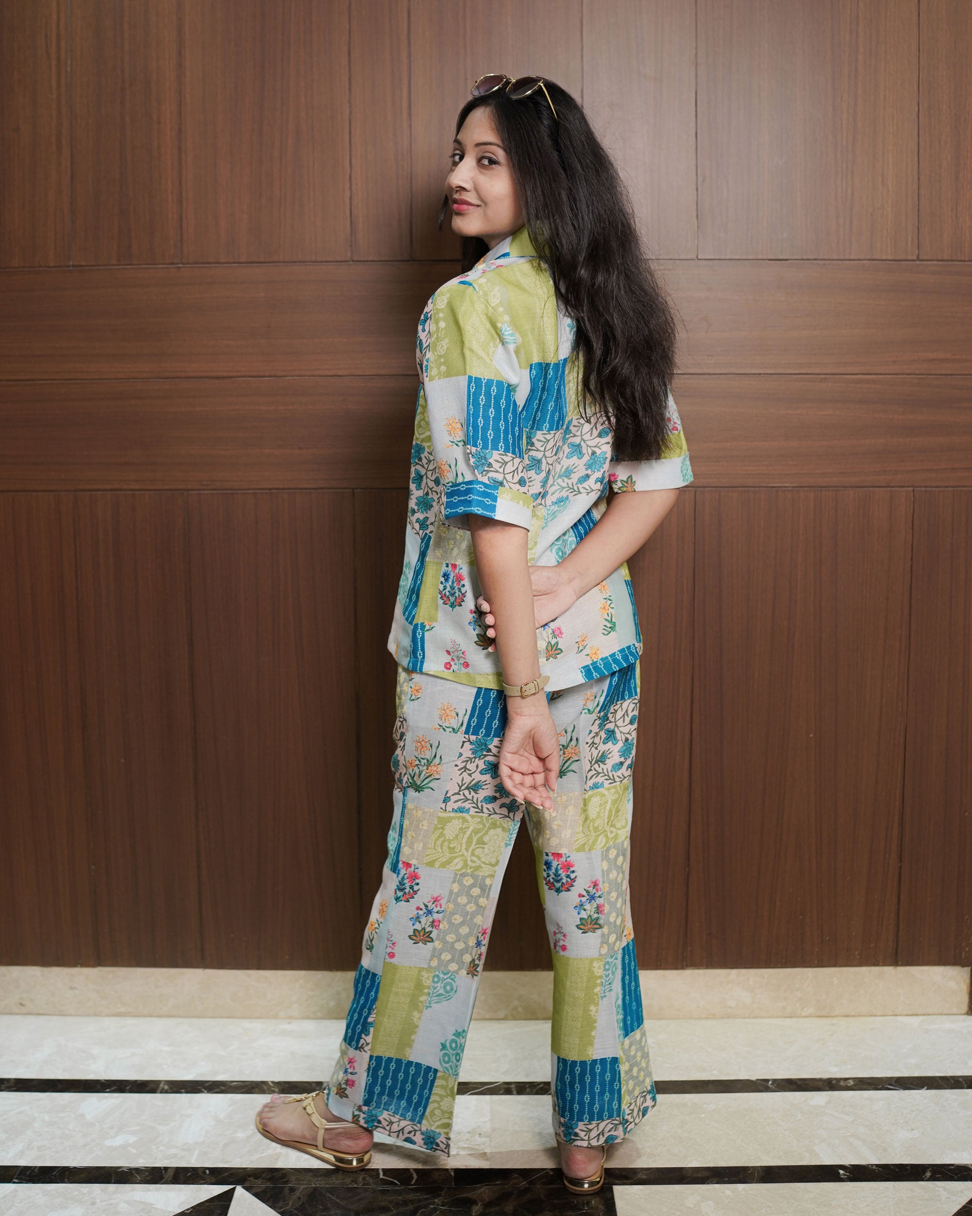 BOHO BREEZE PATCHWORK LINEN CO-ORD SET