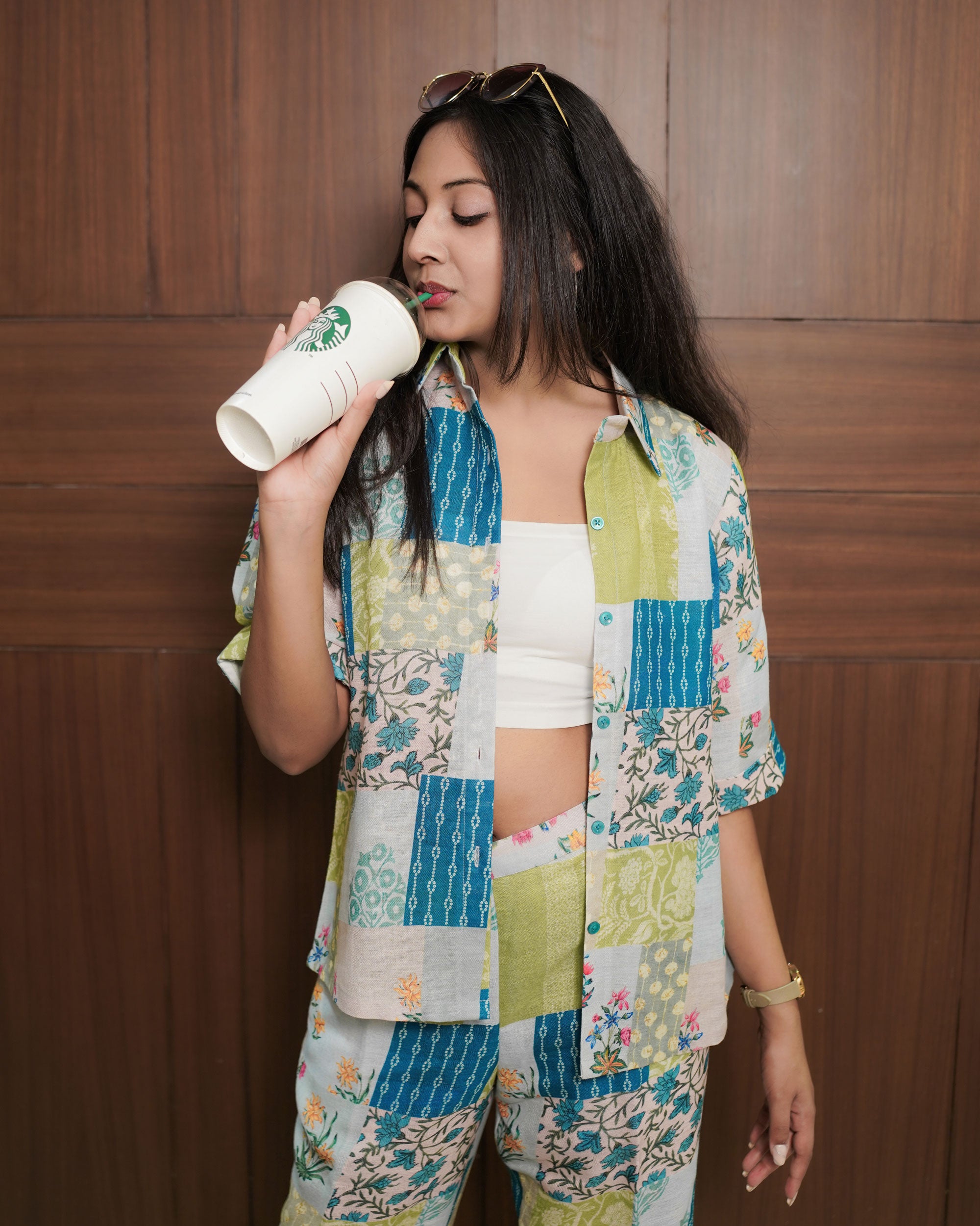 BOHO BREEZE PATCHWORK LINEN CO-ORD SET